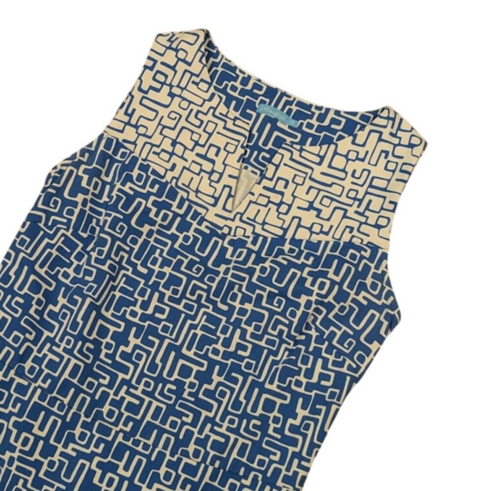 J. McLaughlin Geometric Sleeveless Stretch Dress Blue + White Size XS